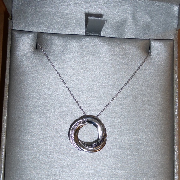 Black & White Diamond Accent Circular Knot Pendant - Picture 2 of 3